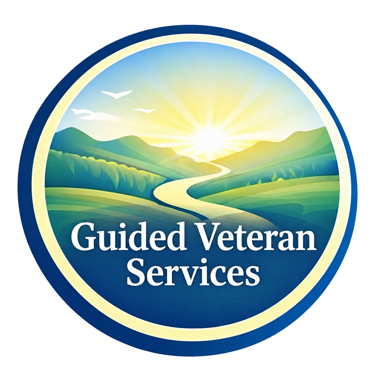 Guided Veteran Services sunrise and path logo